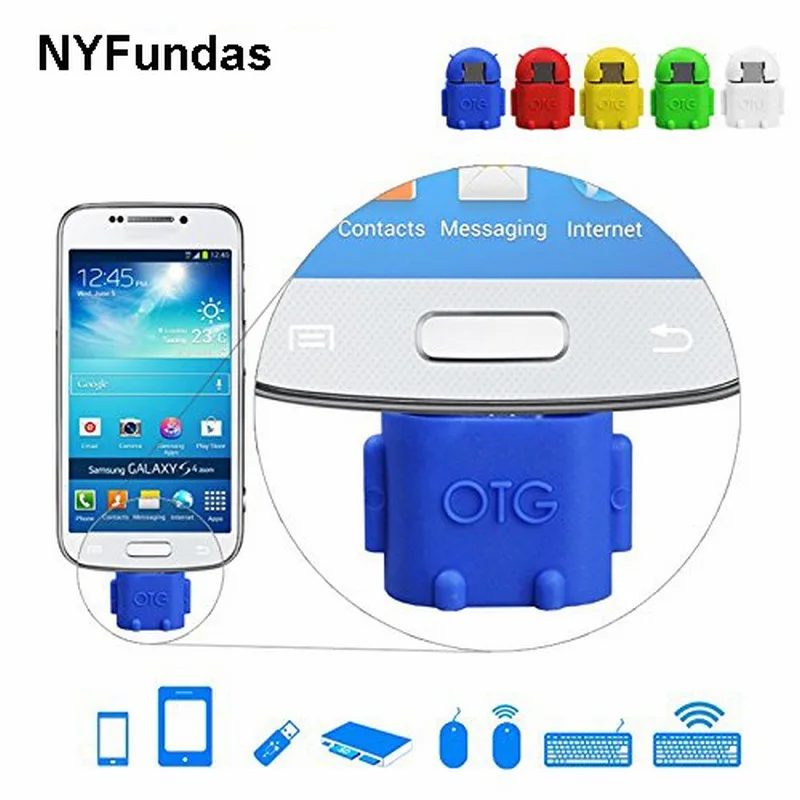 NYFundas 10PCS OTG Adapter Cartoon Robot Micro USB To USB Cable for Android Smartphone Tablet Mouse Keyboard MicroUSB Adaptador (1)