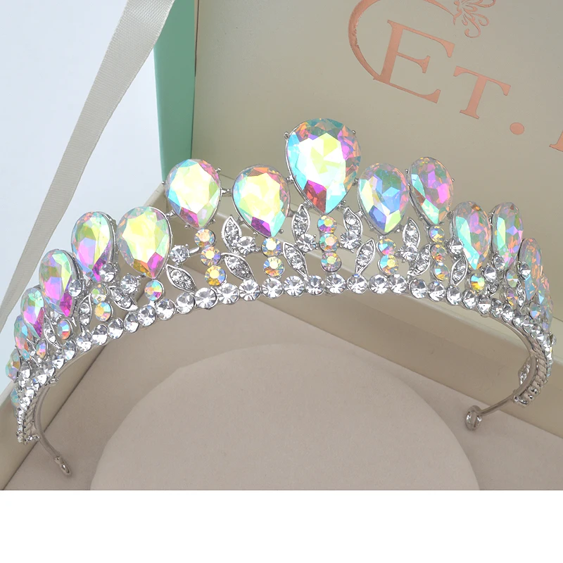 

Gorgeous Sparkling Silver Plated Crystal Big Wedding Crown Headband Bridal comb Tiara Party Pageant AB color Hair Accessories