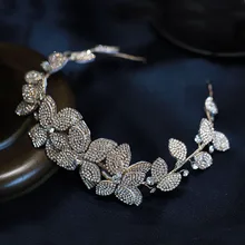 Тиара для выпускного вечера свадебные аксессуары для волос; Свадебные украшения украшение на голову в форме листа повязка на голову Кристалл Стразы головные уборы для невест