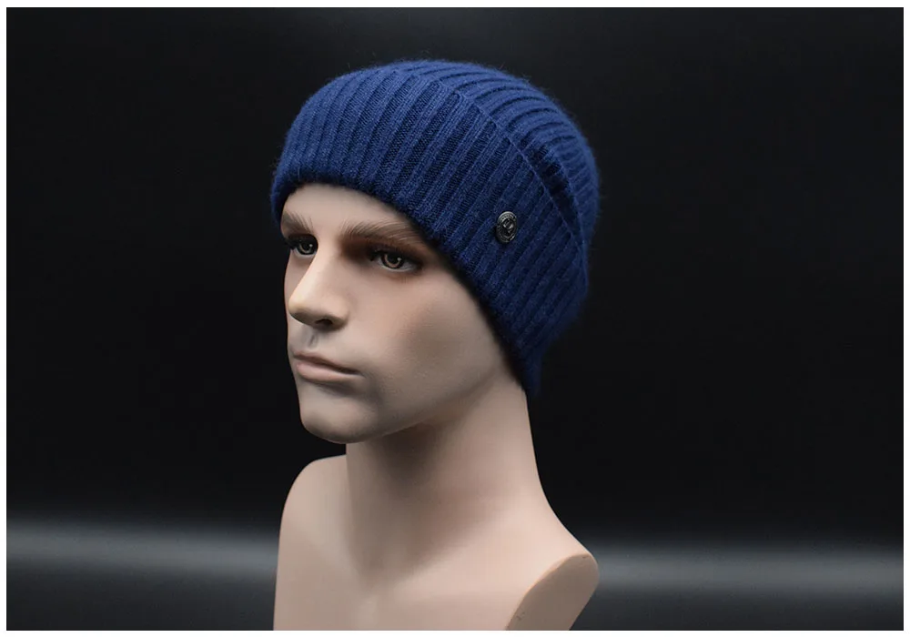 MIGEDE бренд Mew Шерстяная Вязаная мужская зимняя шапка бини одноцветная шапка мужская теплая мягкая шапочка в стиле кэжуал Gorro cap s - Цвет: navy blue