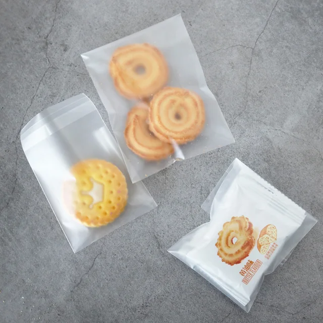 100pcs Frosted Plastic Bag White Self-adhesive Packaging Bags Cookies Cellophane Candy Bags Party Wedding Decoration Gifts Bag