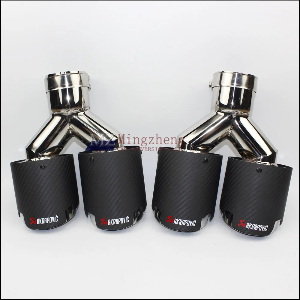 

Car exhaust pipe Y Model Akrapovic Carbon Exhausts Dual End Tips for BMW BENZ AUDI V W Exhaust Dual Muffler Pipes Tail Tips