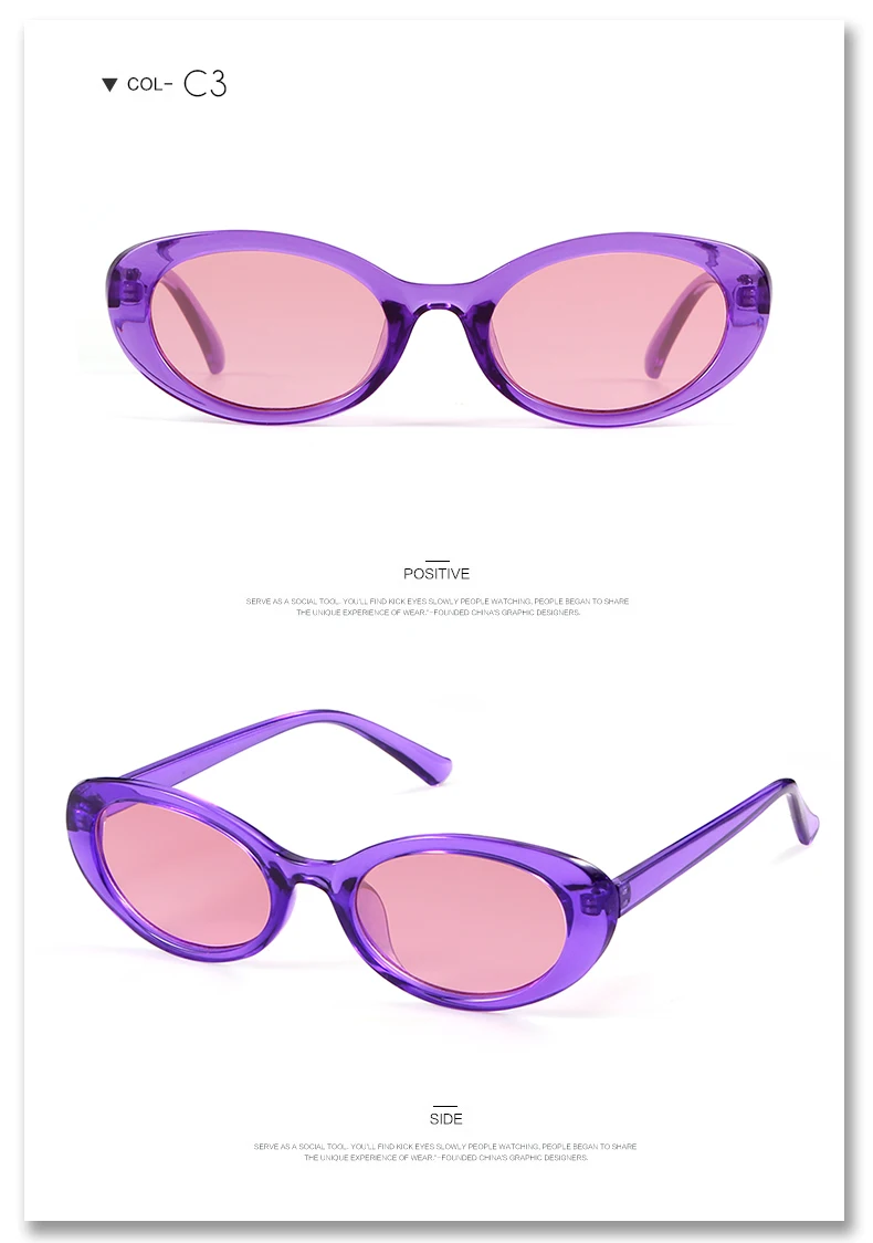 WHO CUTIE, маленькие овальные солнцезащитные очки 90 S, мужские и женские, фирменный дизайн, Ретро стиль, узкая фиолетовая оправа, Kurt Cobain, солнцезащитные очки, оттенки 604B