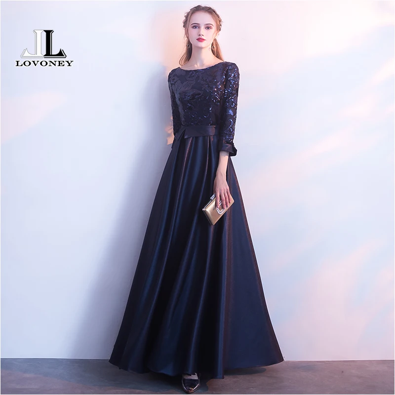 LOVONEY A Line Sequins Golden Evening Dress Long Prom Party Dresses Evening Gown Formal Dress Women Elegant Robe De Soiree M254 LOVONEY A Line Sequins Golden Evening Dress Long Prom Party Dresses Evening Gown Formal Dress Women Elegant Robe De Soiree M254