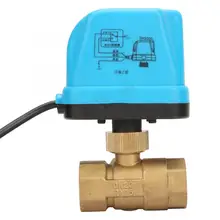 Моторизованный шаровой клапан AC220V синяя ракушка 3 способа моторизованный латунный шаровой клапан 3 провода Электрический резьбовой шаровой кран