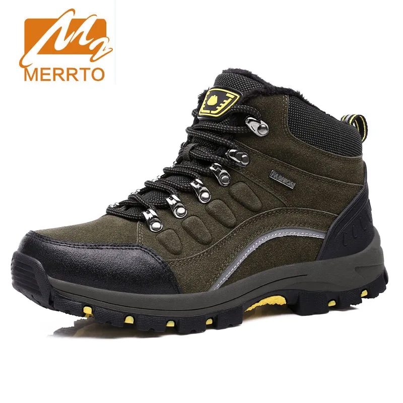 

MERRTO Winter New Man Outdoor Hiking Shoes Hight Cut Plush Lovers Sneaker Camping Trekking Sport Women Waterproof Nubuck Boots