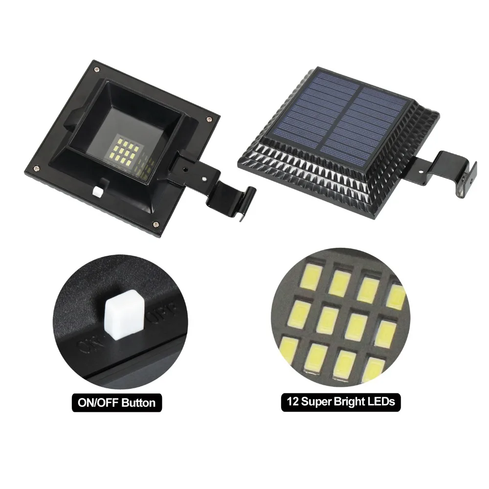 Lâmpada de Luz para Jardim ao ar Sensor ao ar Khlitec Solar Calha Livre Cerca Segurança Gramado Luz Lâmpadas Parede Iluminação 4 Pçs 12 Led 6 livre cerca segurança gramado luz sensor ao