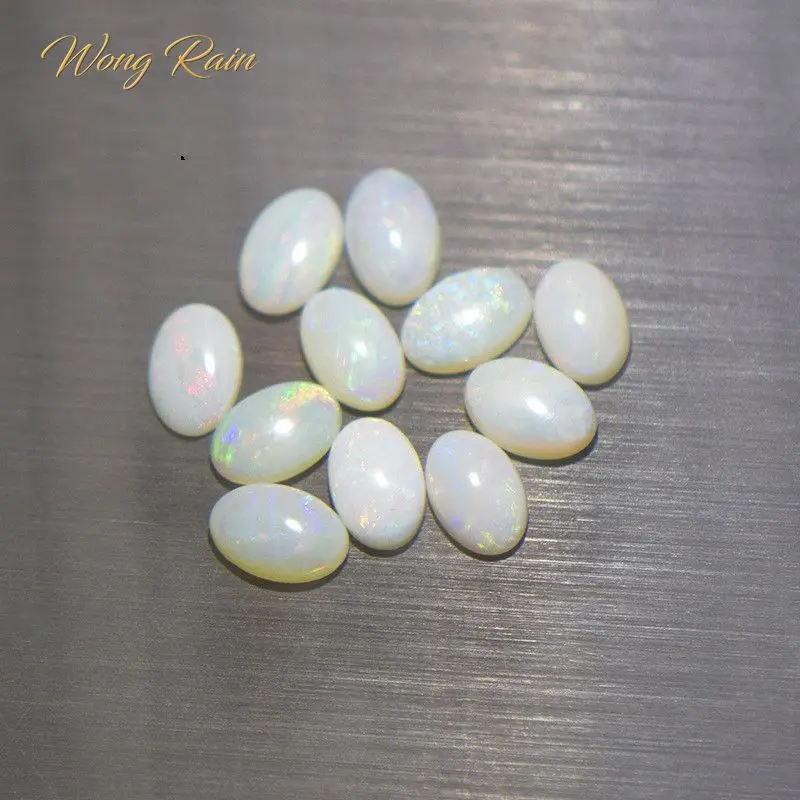 Wong Rain Top Quality 1 PCS Natural 4 * 6 MM Oval White Fire Opal Loose Gemstone DIY Decoration Jewelry Wholesale Lots Bulk Wong Rain Top Quality 1 PCS Natural 4 * 6 MM Oval White Fire Opal Loose Gemstone DIY Decoration Jewelry Wholesale Lots Bulk
