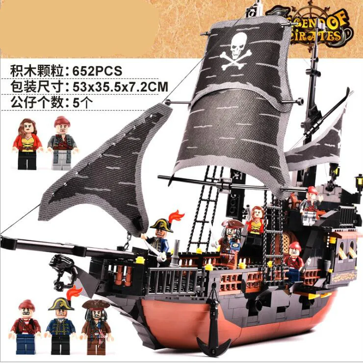 652 шт Пиратский корабль строительные блоки наборы совместимы все DIY строительные игрушки для детей
