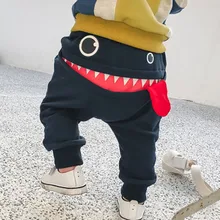 Детские брюки с рисунком смайлика для мальчиков и девочек; сезон весна-осень; большие хлопковые штаны; детские штаны