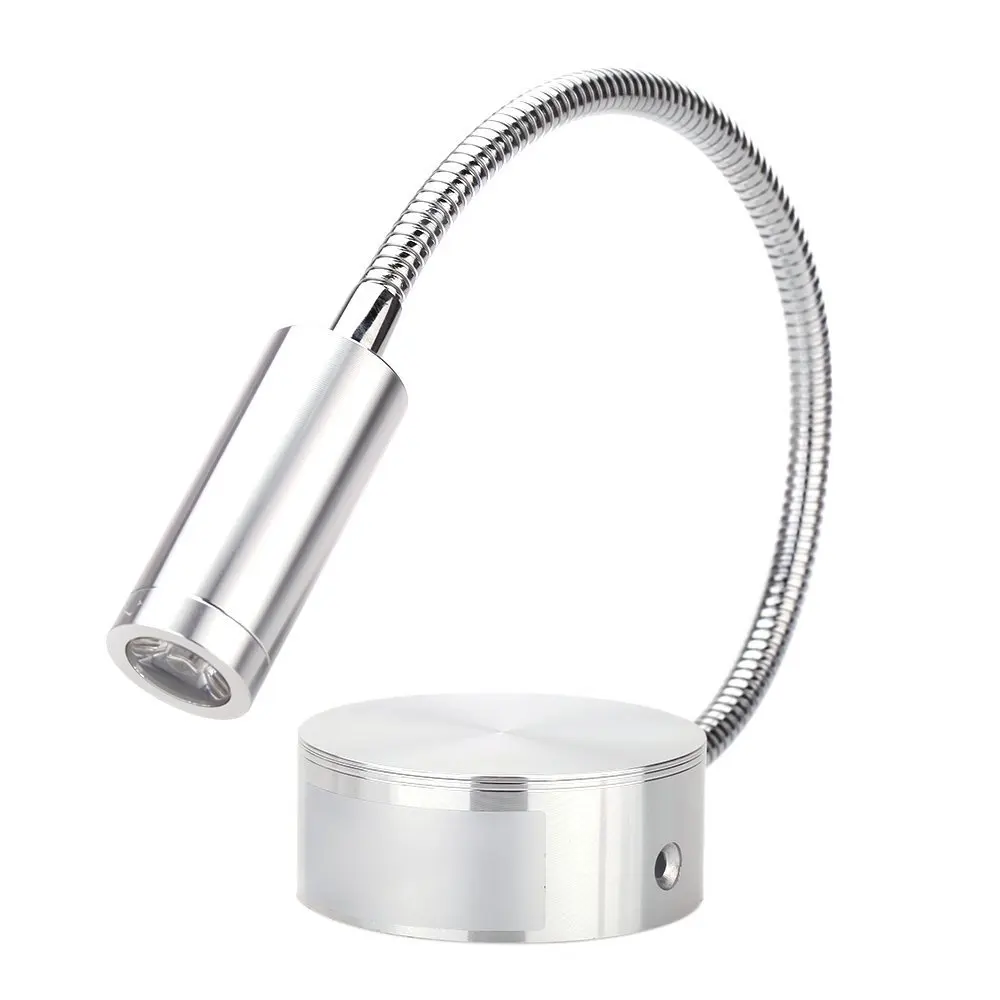 

LED lamp reading night sconces Soft Tube adjustable 3W background mirror light silver without switch Warm White