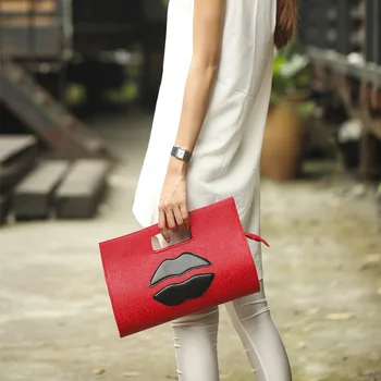 

2017 New Fashion Mouth PU Leather Evening Bags Womens Banquet Handbag Day Clutches Girl Long Chain Shoulder Bag Wallet Handbag