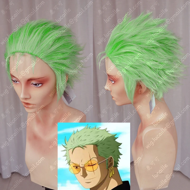 Anime ONE PIECE Roronoa Zoro Wig Cosplay Slicked back Green Heat ...