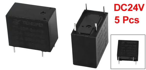5Pcs DC24V 4 Terminal SPST NO High Quality Tiny Power Coil Electromagnetic Relay