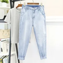 Джинсы для женщин в стиле бойфренд-шаровары джинсы джинсовые штаны женские с высокой талией отбеленные винтажные джинсовые брюки размера плюс XL-5XL