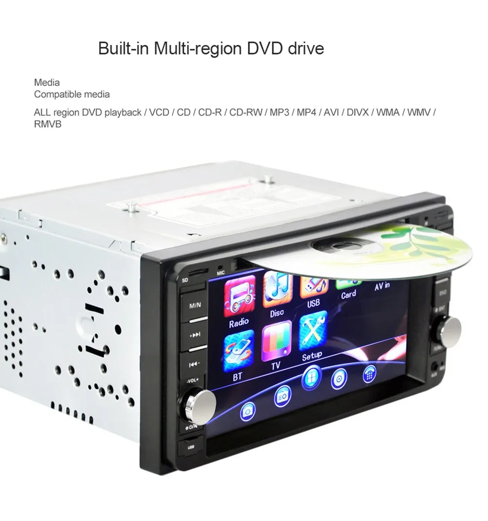 High Quality 2 DIN In Dash Car Player Car DVD Double Din Player Hands