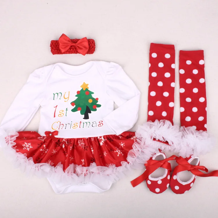 1-й, костюм для девочек, детские рождественские платья Платья для именинниц красивая детская одежда, платье-пачка с длинными рукавами на Рождество для малышей, комбинезон, комплект одежды