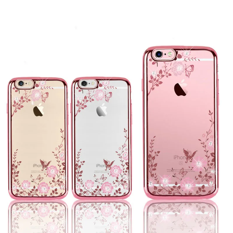 

Glitter Case for iPhone 5 5s se Luxury Patterned Cases For iPhone X 8 7 6 6s Plus Cover Diamond Flower luxury Girly Phone Capa