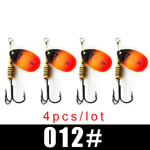 FTK New 1#-5# 5pcs/lot or 4pcs/lot Similar as Copper Spinner Bait Fishing Lure With Treble Hooks Hard Baits Spoon Pike - Цвет: 012