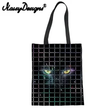 NOISYDESIGNS 3D красочные кошка с принтом глазок Многоразовые Холст сумки для Для женщин холст складной сумка Эко сумки корзины