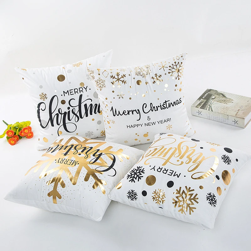 

Bronzing Christmas Cushion Cover Gold Printed Pillow Cover Decorative Pillow Case Sofa Seat Car Pillowcase 50