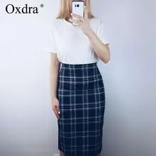 Oxdra женские клетчатые юбки длиной до колена Горячая новинка модные красивые юбки с высокой талией для женщин женская одежда