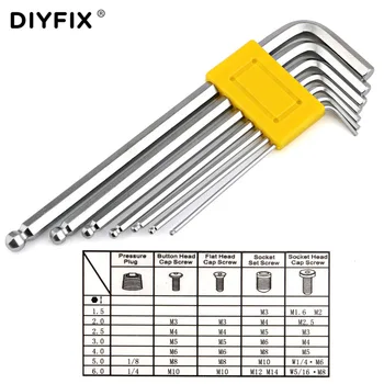 

DIYFIX Portable Hex Allen Wrench Screwdriver Spanner Torx Key Kit Long Arm/Short Arm Metric Ball Point Key Hand Tools Set