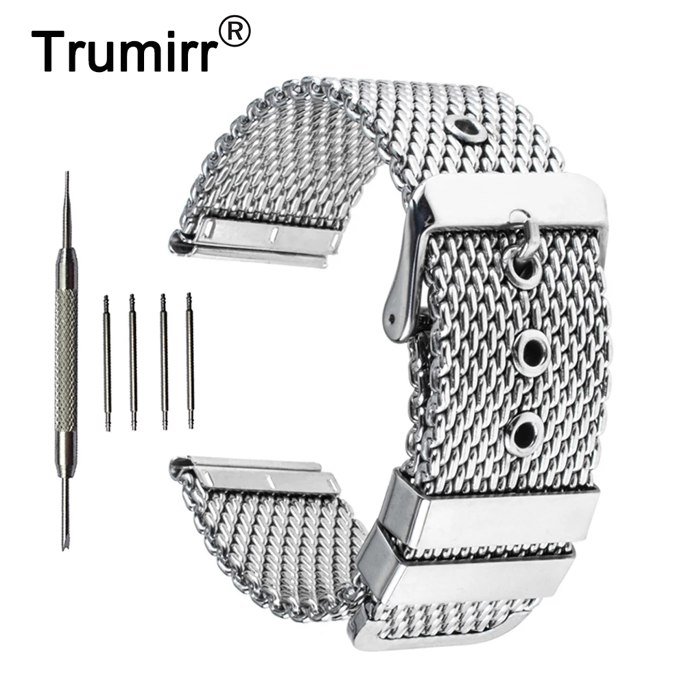 

22mm 24mm Milanese Watchband Stainless Steel Buckle Strap for Panerai PAM Luminor Radiomir Watch Band Wrist Belt Bracelet + Tool