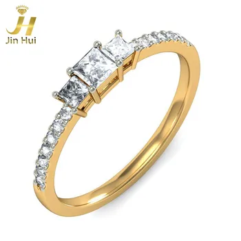 

Jinhui Women The Cyprian Trinity Ring Solid 18K Yellow 750 Gold 0.398CT Natural Diamond Jewelry Free Engraving