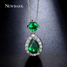 NEWBARK Water Drop Pendant Necklace Pink Green Blue Yellow White Gold Plated Cubic Zirconia Necklaces For Women Jewelry Gift