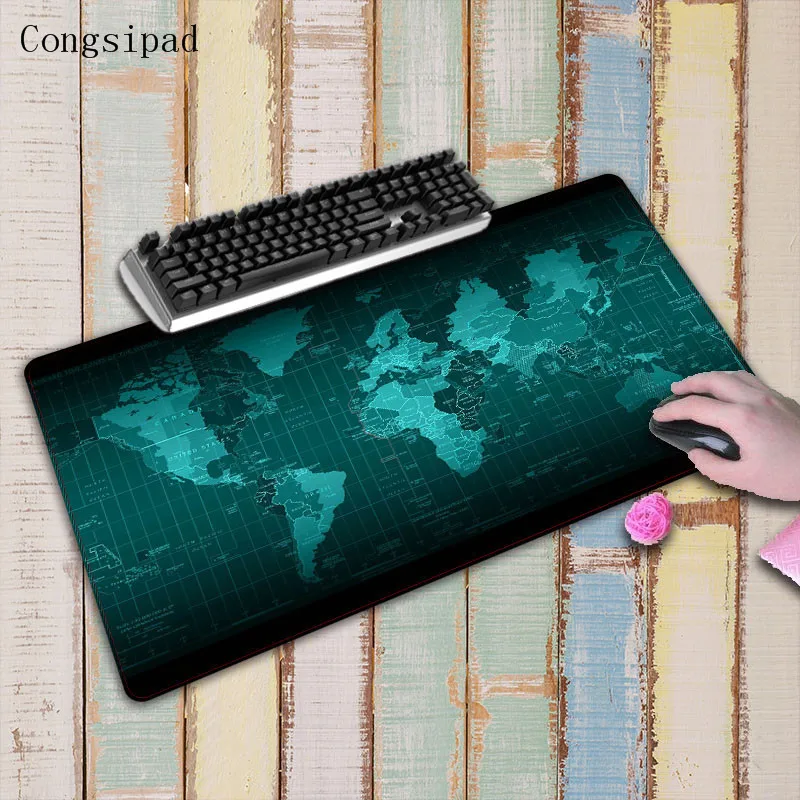  Congsipad World Map Rubber large Lock Edge mouse Pad desk mats big mousepads gaming rug XL for offi