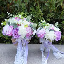 Красивые свадебные брошь букет de la mariée ramos de novia artificiales розовые лилии ручной работы страна Стиль дизайн цветы