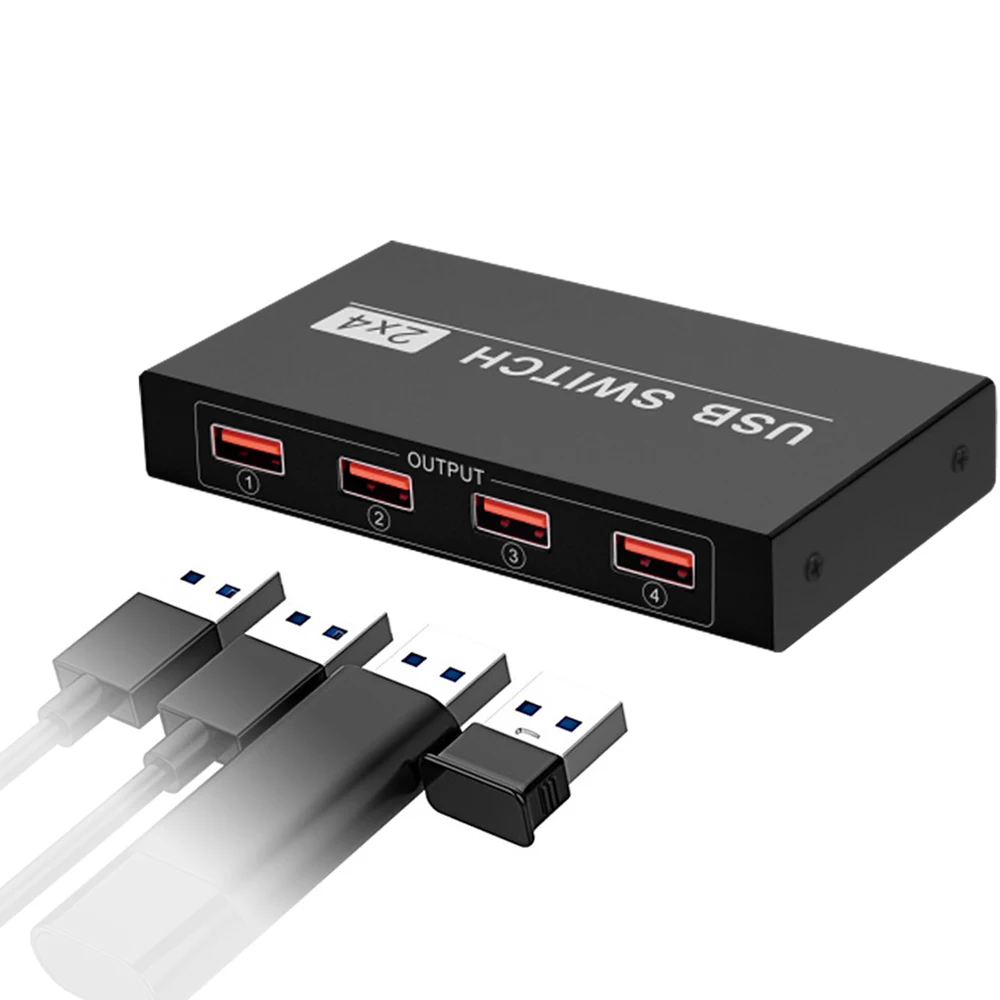 Kebidumei USB KVM переключатель коробка с 2 usb-кабелями USB 2,0 коммутатор 2 порта шт обмен 4 устройства для клавиатуры мышь принтер монитор