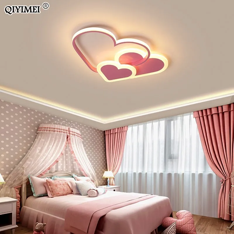 Светодиодный светильник-люстра в форме сердца для девочки, спальни, спальни, плафон, акриловый светильник, современная лампа, светильник, лампадарио, люстры