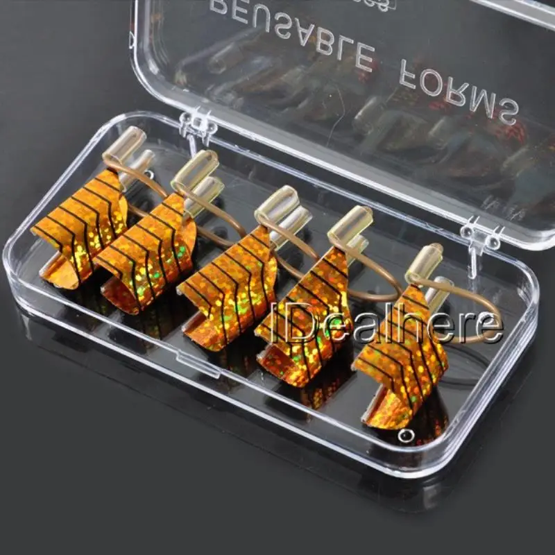 

Shellhard 5pcs Gold Reusable Nail Forms High Quality Acrylic Nail Art Forms for Nail Art Tool
