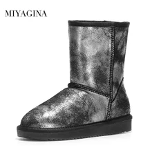 Г., зимние женские ботинки из натуральной воловьей кожи, зимняя женская обувь высокое качество, черный цвет, 35-44