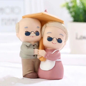 

Sweet Old Couple Dolls Ornaments Resin Crafts Creative Old Couple Wedding Desk Model Home Decoration Accessories Birthday Gifts