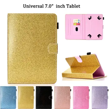 

Universal Case For 7.0" Tablet Cover for Samsung Tab A T280 Huawei T3 7.0 Lenovo PU Leather Glitter Stand Funda Shell Capa