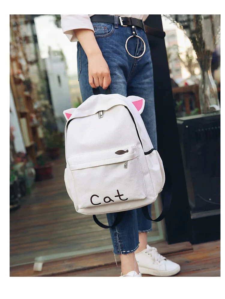 HISUELY Fashion Canvas Backpack Cartoon Rabbit Ears Back pack Women Casual Students School Bags Student Rucksack Collenge Style best stylish backpacks for college