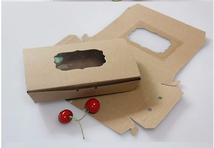 30pcs Kraft paper Cup cake box with window rectangle cardboard baking Biscuits food packaging Macaron | Дом и сад