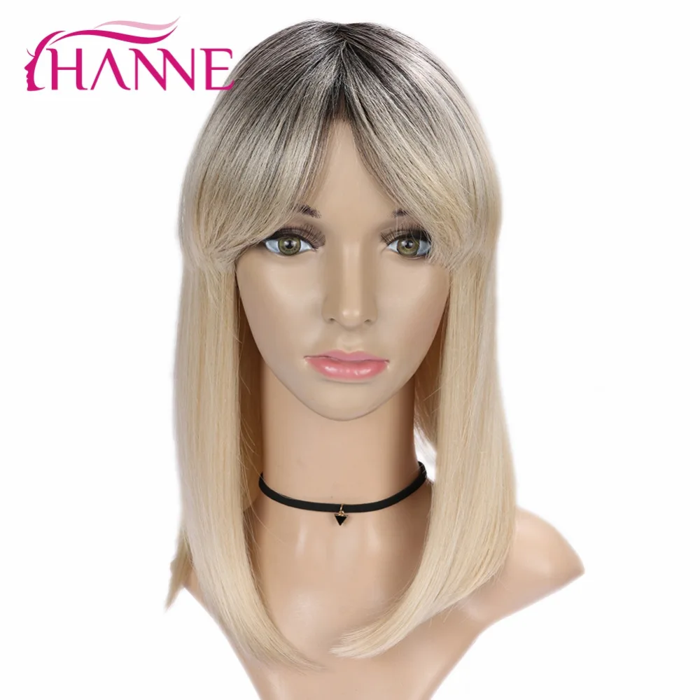 

HANNE Short Synthetic Hair Wig With Free bang Mixed Black&Honey Blonde Heat Resistant Fiber Wig for Woman