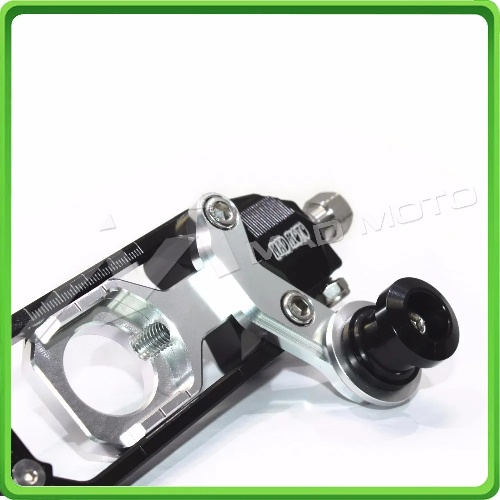 Motorcycle Chain Tensioner Adjuster with bobbin fit for APRILIA RSV4 2009 2010 2011 2012 2013 2014 Black & Silver (9)