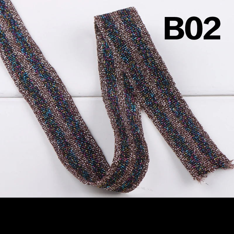 DIY швейная полоса слиток кружевная отделка Bling лента одежда декоративная лента металлическая ткань - Цвет: B02 wide 2.5cm