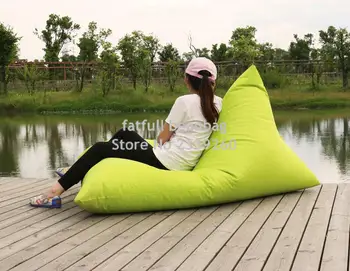 

Cover only No Filler -1 seat lounger folding bean bag chair with back support cushion,outdoor waterproof sun lounger