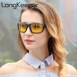 LongKeeper женские солнцезащитные очки высокого качества пластиковая рамка ночного видения очки драйвер ночного вождения зеркальные очки