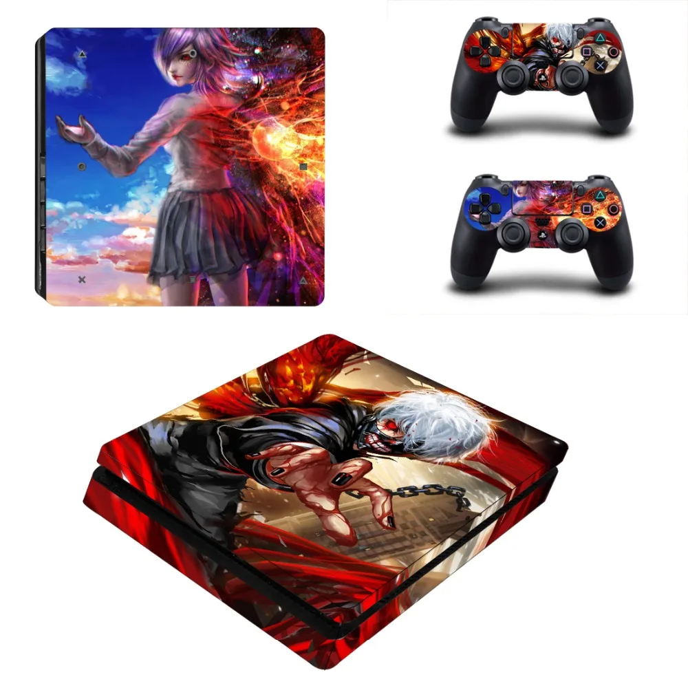 Виниловая наклейка Аниме Tokyo Ghoul PS4 Slim Skin для консоли Sony Playstation 4 и 2 контроллера