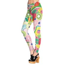 1603 Fitness Elastic Women Leggings Sexy Girl Polyester Slim Fit Workout Pants Trousers fruit salad watermelon blueberry Printed
