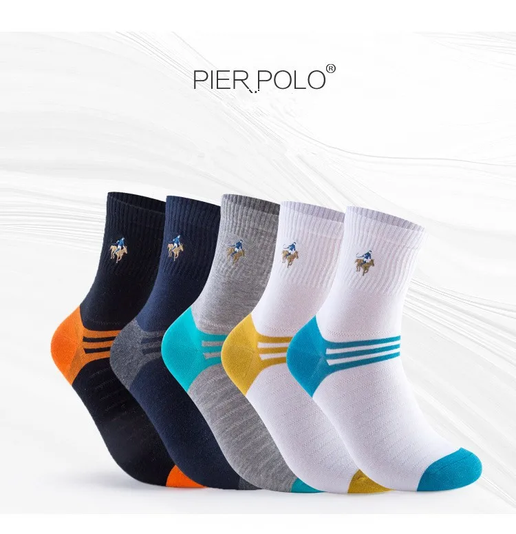 Для мужчин носки классические Бизнес Pier Polo брендовые Calcetines Hombre носки Для мужчин высокое Качественный хлопок Повседневное носки, партия из 5 пар = 1 партия, по низкой цене