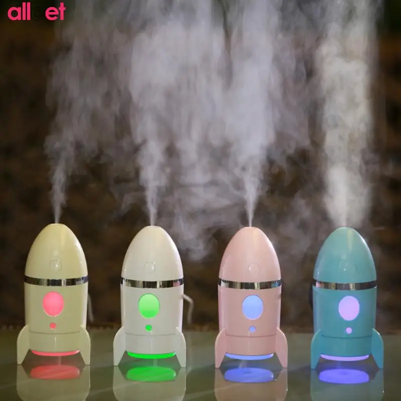

Mini Rocket Ultrasonic Air Humidifier Car Office Home Essential Oils for Aromatherapy Diffusers Fogger Mist Maker with Aroma LED