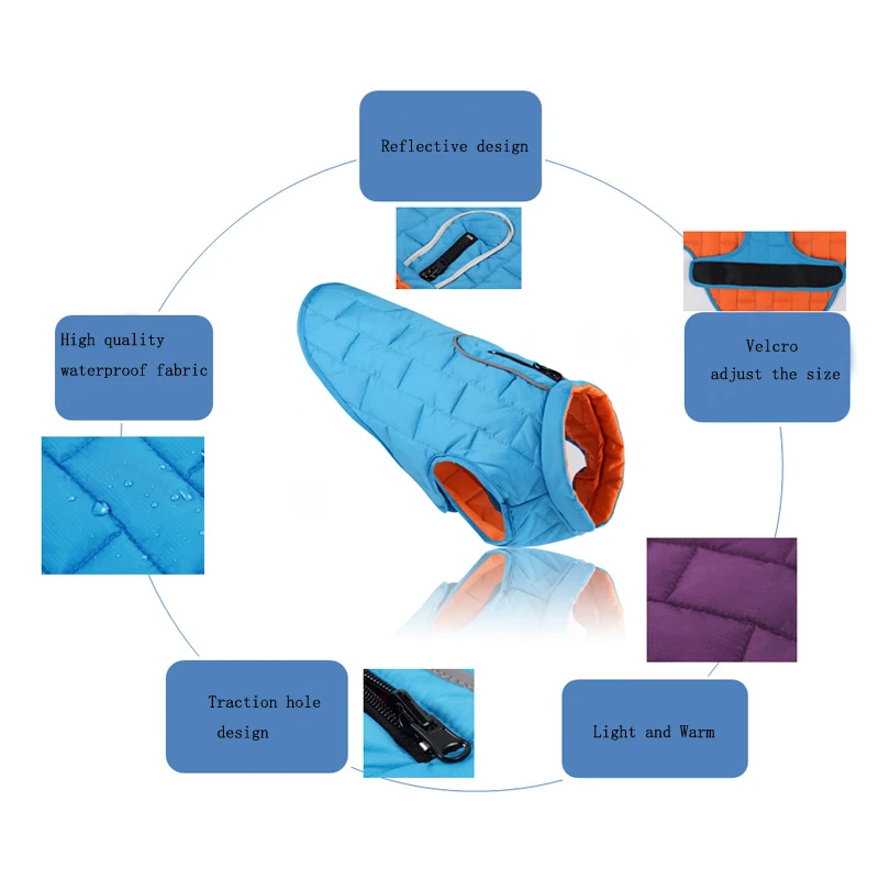 Двусторонний водонепроницаемый жилет для собак, куртка, светоотражающая теплая зимняя одежда для щенков, пальто для маленьких и больших размеров для собачек-Мопсов, одежда для питбуля